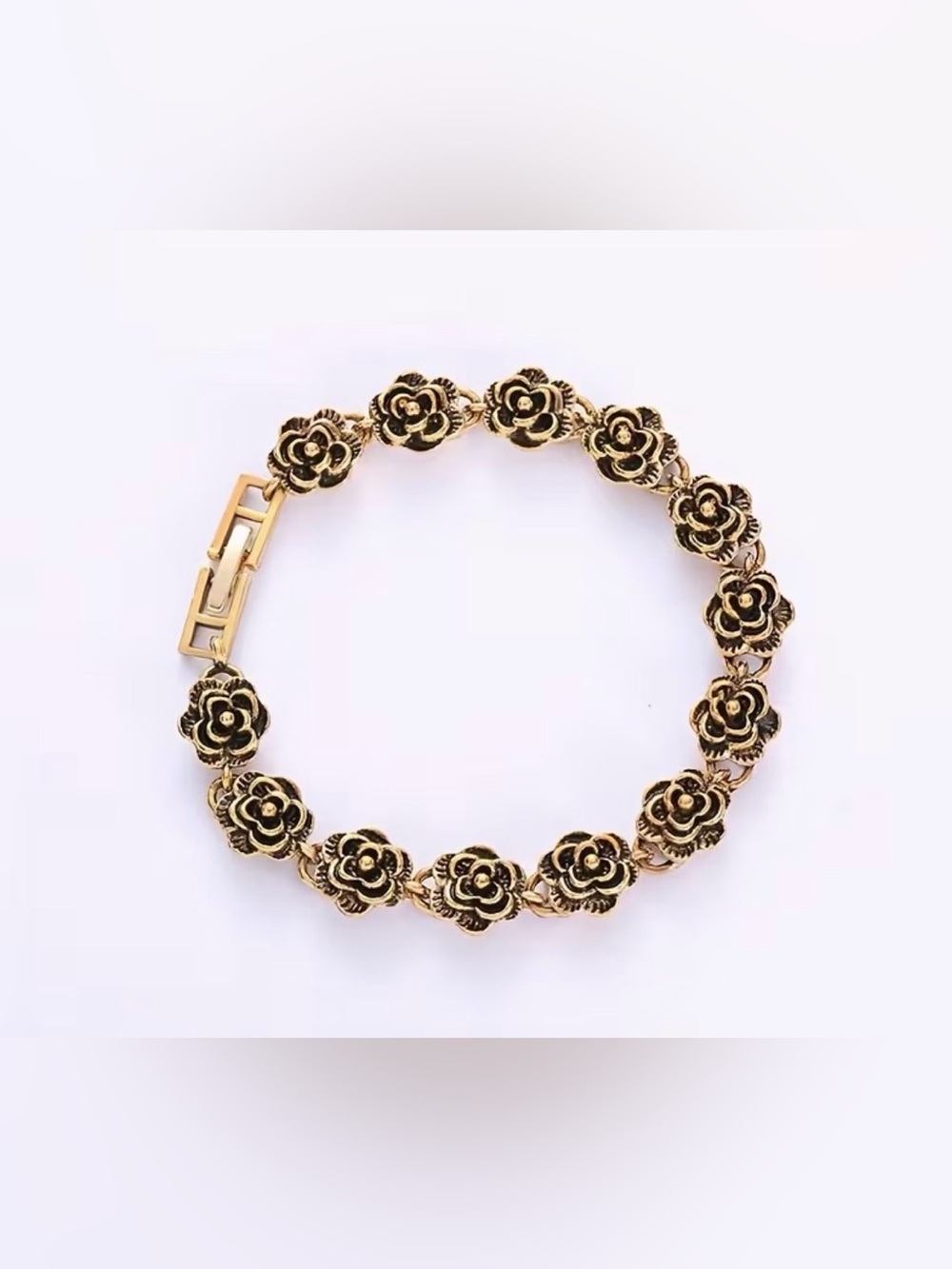Western Gold Floral Link Bracelet - Bohemian Women Jewelry